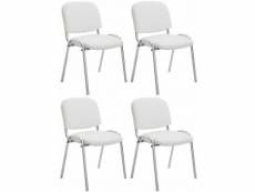 Lot de 4 chaises de visiteur ken en similicuir et pieds en métal chromé , blanc