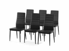 Lot de 6 chaises rembourrées en simili-cuir coloris noir - longueur 50 x largeur 41,50 x hauteur 96 cm