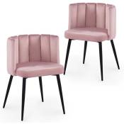 Mobilier Deco - sakura - Lot de 2 chaises design en velours rose