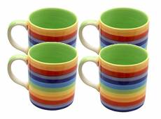 Nouveau Lot de 4 mugs en céramique avec passants couleur