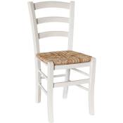 Okaffarefatto - Chaise Venise en bois blanc avec assise en paille de riz