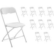 Oviala - Lot de 10 chaises pliantes - Blanc