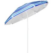Parasol d'extérieur de plage 200 cm bleu à rayures