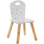 Pegane - Chaise enfant coloris blanc motif étoiles - Longueur 32 x Profondeur 31,5 x Hauteur 50 cm