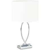 Relaxdays - Lampe de table argenté abat-jour rond lampe de chevet moderne design fer HxlxP: 51 x 28 x 28 cm, blanc