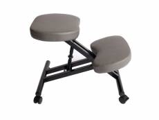 Siège assis à genoux hwc-e10 appui-genoux, tabouret, chaise bureau, similicuir, métal, gris foncé matt