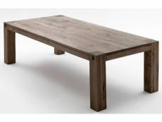 Table à manger en chêne massif patiné laqué - l.220 x h.76 x p.100 cm -pegane-