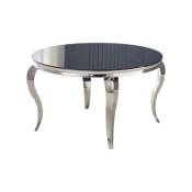 Table à manger ronde baroque chrome noir 130x75 cm