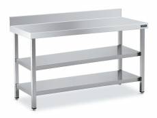 Table adossée avec 2 etagères profondeur 550 mm - distform - - acier inoxydable 600x550x550x850mm