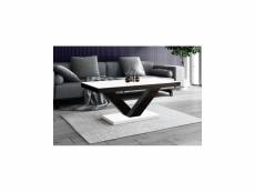 Table basse design laquée 120 x 60 x 49 cm - blanc/noir 3910