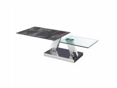 Table open à doubles plateaux pivotants en verre trempé