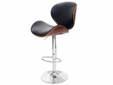 Tabouret foxrock, chaise de bar, bois courbé desgin rétro ~ aspect noix, noir