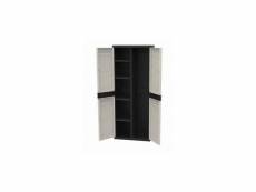 Titanium plastiken armoire 2 portes avec étageres et penderie l70 x p44 x h176 cm beige et noire gamme titanium intérieur-extérieur PLA8412524464640