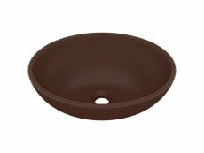 Vidaxl lavabo ovale de luxe marron foncé mat 40x33 cm céramique 146929