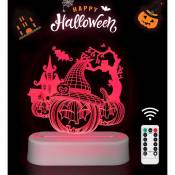 1 pi��ce Veilleuse 3D Halloween,D��Coration d'halloween 3D Illusion Lampe led, Lumi��re Doptique De Crane De Citrouille, Pour D��coration Maison Et
