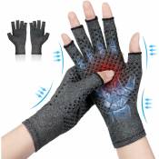 Ahlsen - Gants de compression pour l'arthrite, 1 paire Réchauffe des Joints de Doigt, Soulage les Douleurs Polyarthrite Rhumatoïde, le Canal Carpien,