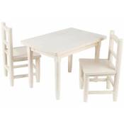 Aubry Gaspard - Salon enfant 1 table 2 chaises en pin blanchi