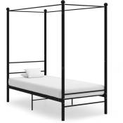 Cadre de lit à baldaquin Noir Métal 90x200 cm
