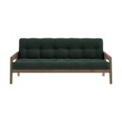 Canapé-lit en bois de pin laqué marron foncé et