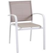 Chaise de jardin empilable avec accoudoirs Blanc 61x56