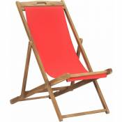 Chaise de plage en bois massif de tecks ??pliants différentes couleurs Chaise de plage pliable Bois de teck solide Rouge Couleur : rouge