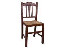 Chaise de salon ou de cuisine, style campagnard, structure en bois avec fond en paille, 39x45h96 cm, couleur noyer 8052773613019