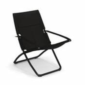 Chaise longue pliable inclinable Snooze Cosy métal & tissu maille noir / 2 positions - Emu noir en tissu