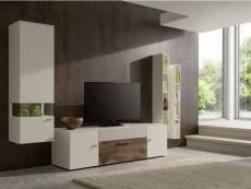 Composition murale meuble tv anzio holz blanc laque