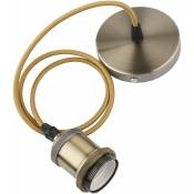Douille E27 - Lampe suspendue style ancien - Suspension vintage rétro - Câble tressé - Bronze - Tigrezy