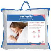 Dunlopillo - Lot de 2 oreillers Invitation au Bonheur - 100% plumettes - 60/60 Blanc