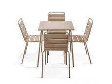 Ensemble table de jardin et 4 chaises en métal taupe - palavas