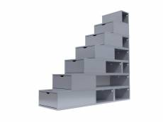 Escalier cube de rangement hauteur 175 cm gris aluminium