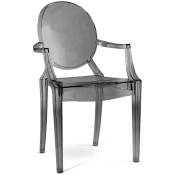 Ghost Style - Chaise de salle à manger transparente - Design avec accoudoirs - Louis xiv Gris transparent - pc, Plastique - Gris transparent