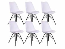 Haga - lot de 6 chaises blanches avec piétement métallique