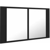 Helloshop26 - Armoire à miroir de salle de bain led 80 x 12 x 45 cm acrylique noir - Noir