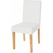 HHG - jamais utilisé] Chaise de salle à manger Littau, chaise de cuisine, similicuir blanc mat, pieds clairs - white