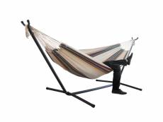 Hombuy hamac double avec support multicolore tropical