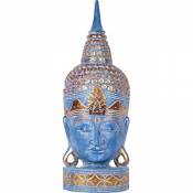 KOH DECO Tête de Bouddha en Bois 70 cm - Bleu