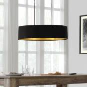 Lampe suspension H132 cm Tissu de graines de lin en forme d'ovale élégante noire