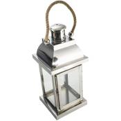 Lanterne inox et verre 38x18x18cm - Argenté