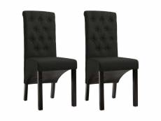 Lot de 2 chaises de salle à manger cuisine design intemporel tissu noir cds020858