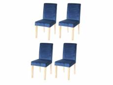 Lot de 4 chaises de salle à manger / cuisine en tissu velours bleu pétrole cds04511
