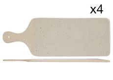 Lot de 4 Planches à servir en Grès, beige, 39,5 x 14 cm