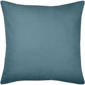 Lovely Casa - Une Taie d'oreiller Couleur Bleu en coton Bio