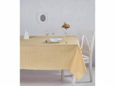 Nappe de table bertier 170x170cm coton motif petits carreaux jaune et blanc