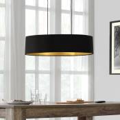 Nova - Lampe suspension H132 cm Tissu de graines de lin en forme d'ovale élégante noire
