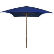 Parasol d'extérieur avec mât en bois Bleu 200x300 cm