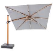 Parasol Déporté Carré Marbella à led 3 x 3 m toile acrylique Sunbrella Gris Lead Chiné - Grey
