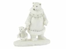Paris prix - statuette déco "ours polaire main" 25cm blanc