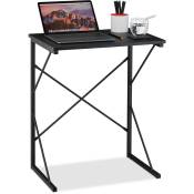 Petite table de travail HxlxP 75x60x40 cm meuble compact pour ordinateur, pour lap top mdf et métal, noir - Relaxdays